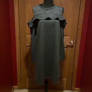 LOFT, heather grey dress, size L, knee length